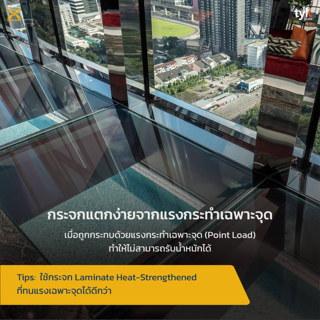 กระจกแตกง่ายจากแรงกระทำเฉพาะจุด (Point Load)