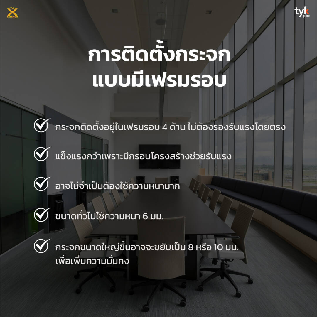 ติดตั้งกระจกแบบมีเฟรม