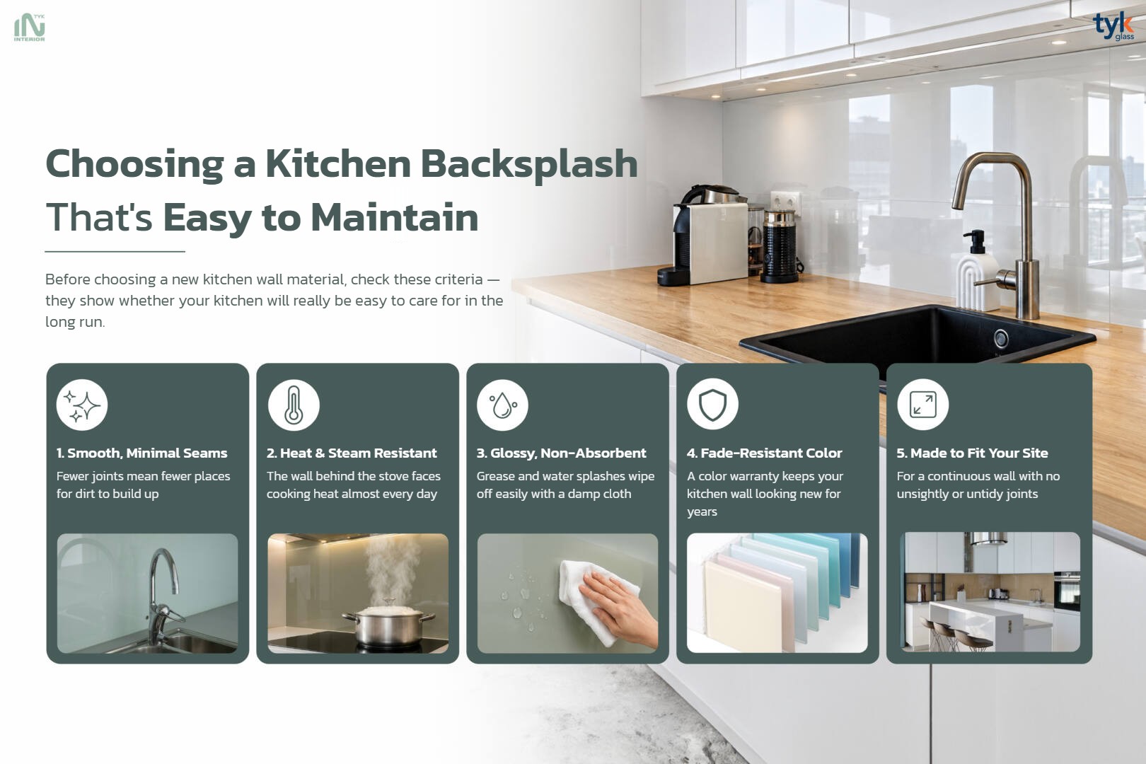 5 criteria for choosing an easy-to-maintain kitchen backsplash